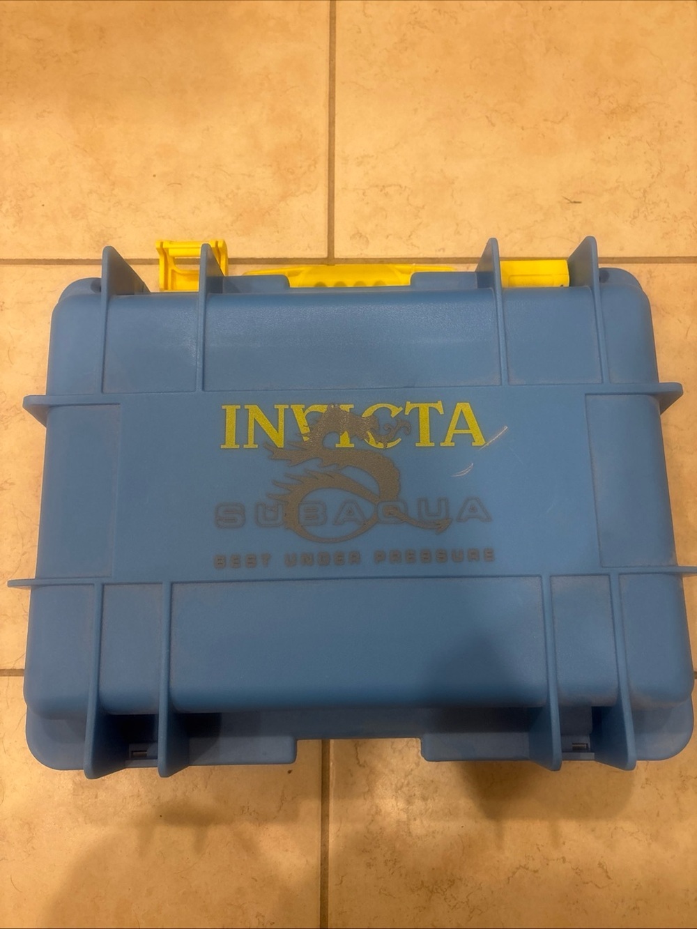 Invicta Blue and Yellow Waterproof pressure proof watch Storage Case